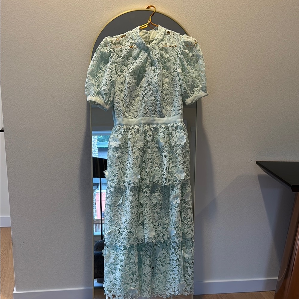 Self- Portrait Elegant Lace Dress in Light Blue